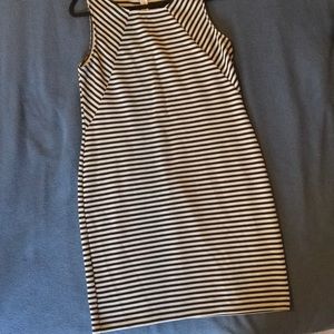 Gray and black shift dress